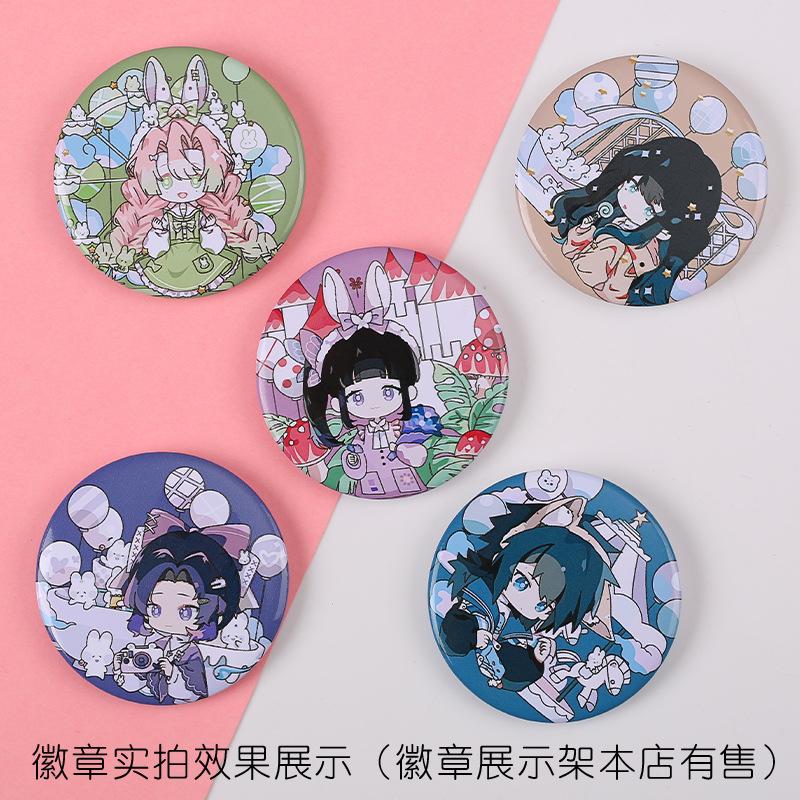 

Pins, Brooches Women Brooch Demon Slayer Badges Charms Pendant Fashion Enamel Pins Couples Wedding Trendy Party Round Metal Gold Color Brosz