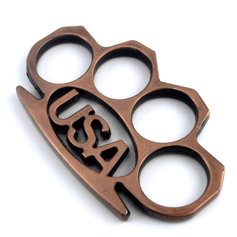 

Kirsite USA Four Fingers Knuckle Metal Ring Self Defense Legal Defence Electroplate Copper Clasp Knuckles 5kga B3