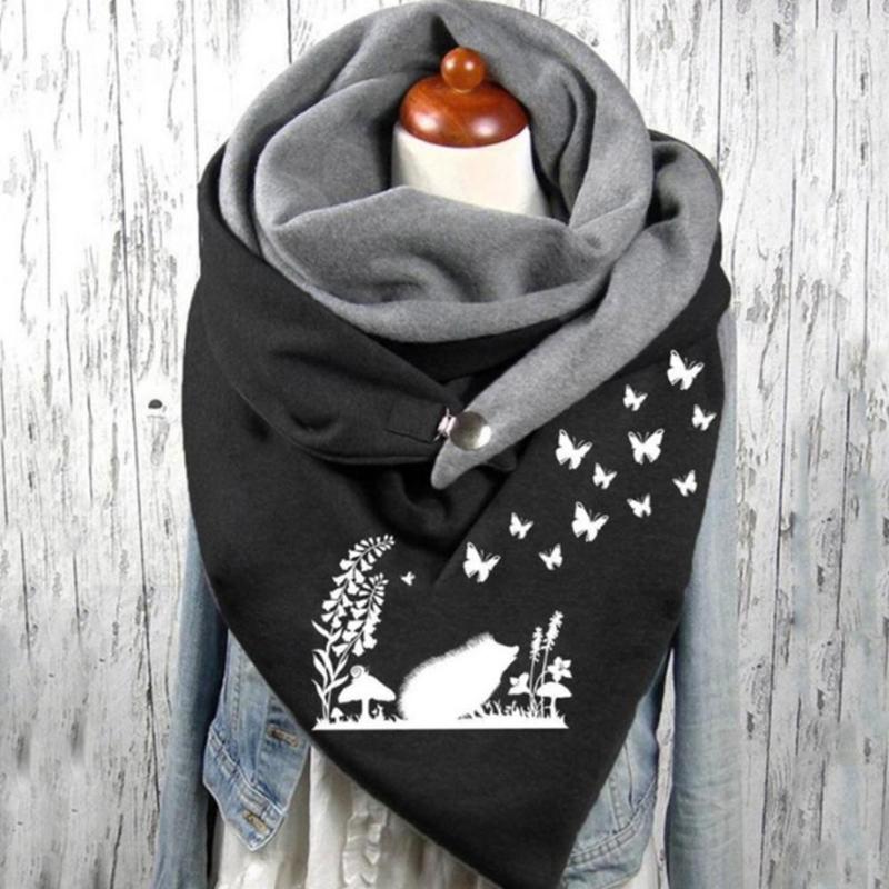 

Scarves Women Scarf Fashion Winter Lady Printing Button Soft Wrap Szalik Casual Warm Shawl Foulard Female Neck Bandana