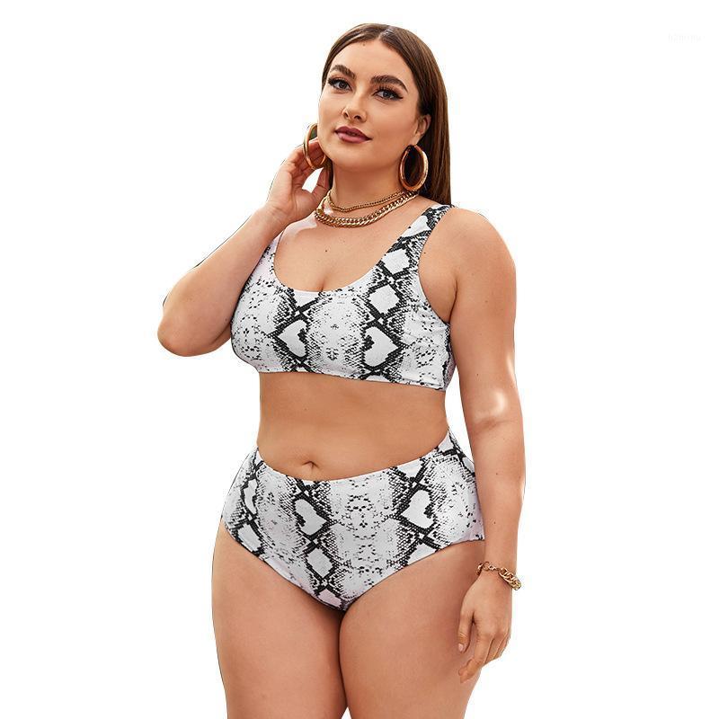 

Plus Size Bikini Women's Swimwear Leopard Crossov -4XLClothin Ruffle Split Swimming Costume Sexy High Waist, 01