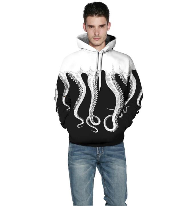 

Print Tracksuit Octopus Funny Hoodie Harajuku Hip Hop Sweatshirts Fashion Pullover DFF1942, Black