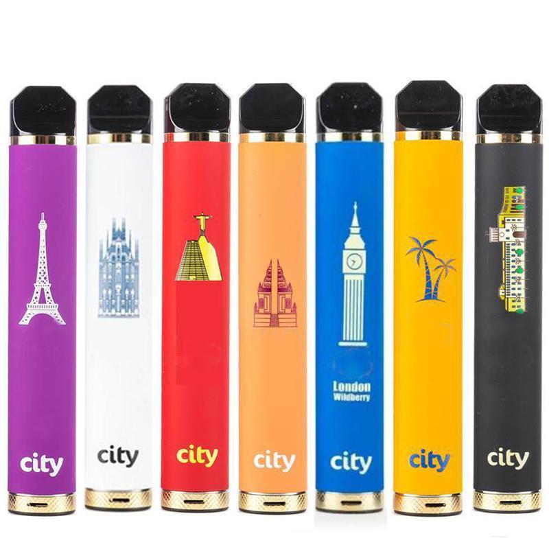 

Russian packing City 1600 Puffs Disposable Electronic Cigarette Device Vape Pen Starter Kits 1200mah battery 5.5ml Pre-filled Vaporizer VS FLOW TANK big boy