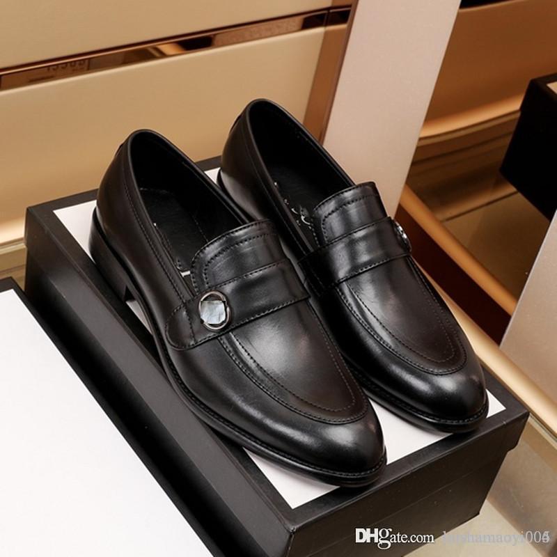 

5 Style Top quality Dress Shoes fashion Men Black Genuine Leather Pointed Toe Mens Business Oxfords gentlemen travel walk casual comfort siz, Shoelace