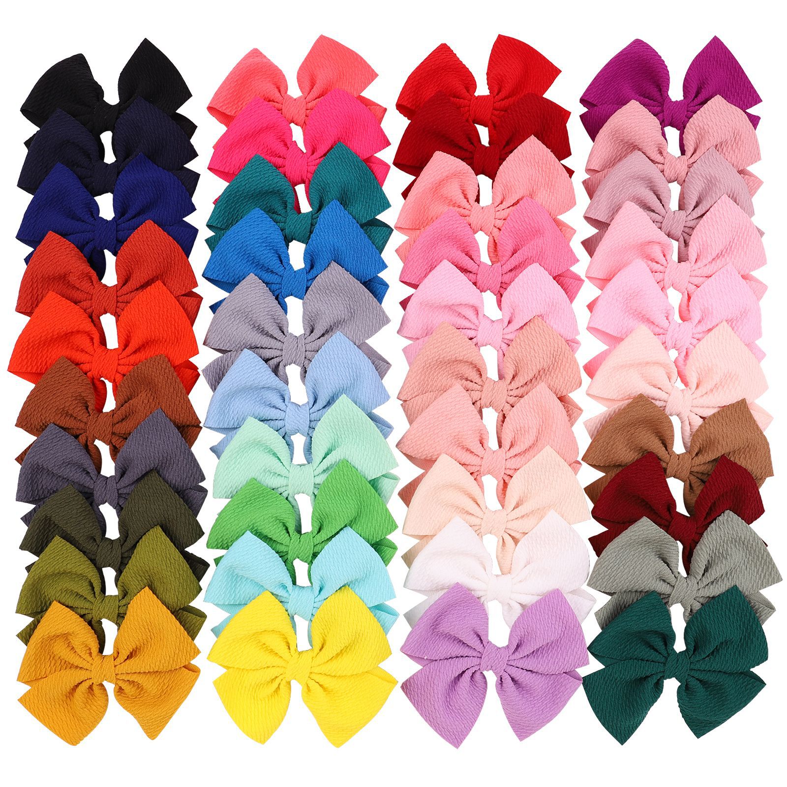 

40 COLORS Hair Clips for Baby Girls Bow Barrettes Kids Solid Color Princess Safety Whole Wrapped Hairpins Toddler Children Bowknot Headwear Hair Accessories KFJ503