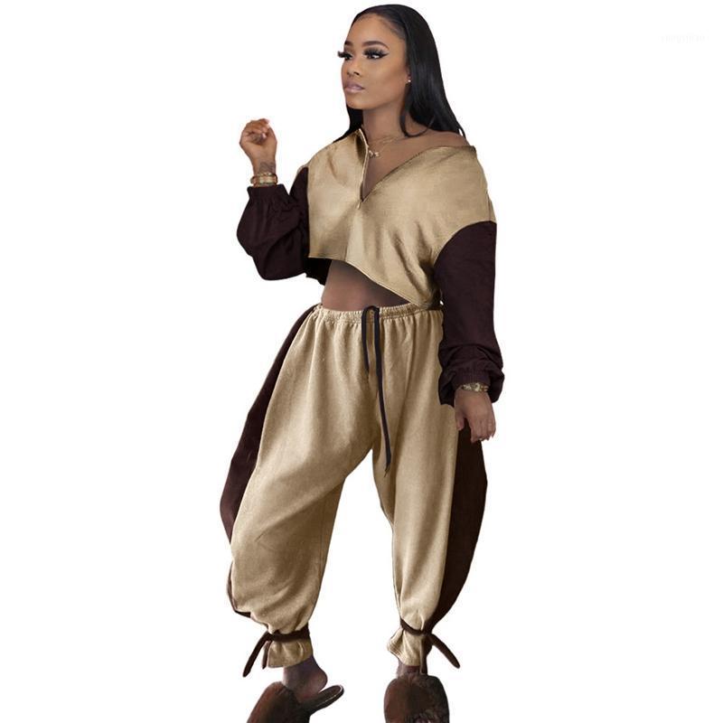 

Casual 2 Two Piece Set Women Track Suit Oversize Crop Top Baggy Pants Sweat Womens Joggers Sweatpants Sets Matching Women' Tracksuits, Khaki