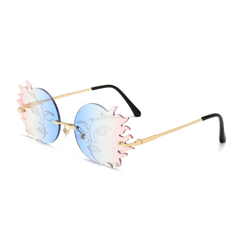 

Sunglasses 2021 Fashion Rimless Women Party Funny Moon Metal Sun Glasses Luxury Gradient Ladies Ocean Lens Eyewear UV400