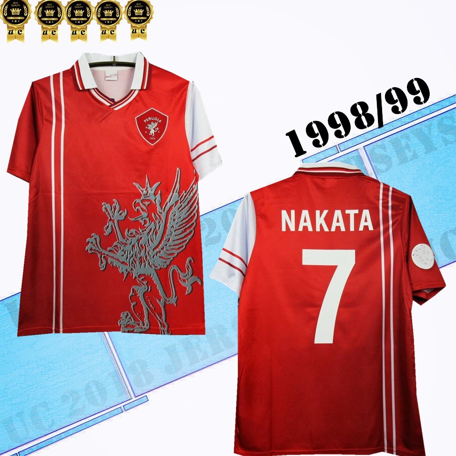 

1998 1999 Perugia Home Shirt Nakata retro Classic soccer jerseys Rapaic Kaviedes Rivas Bucchi Olive 98 99 Classic retro football shirts, 98/99 home