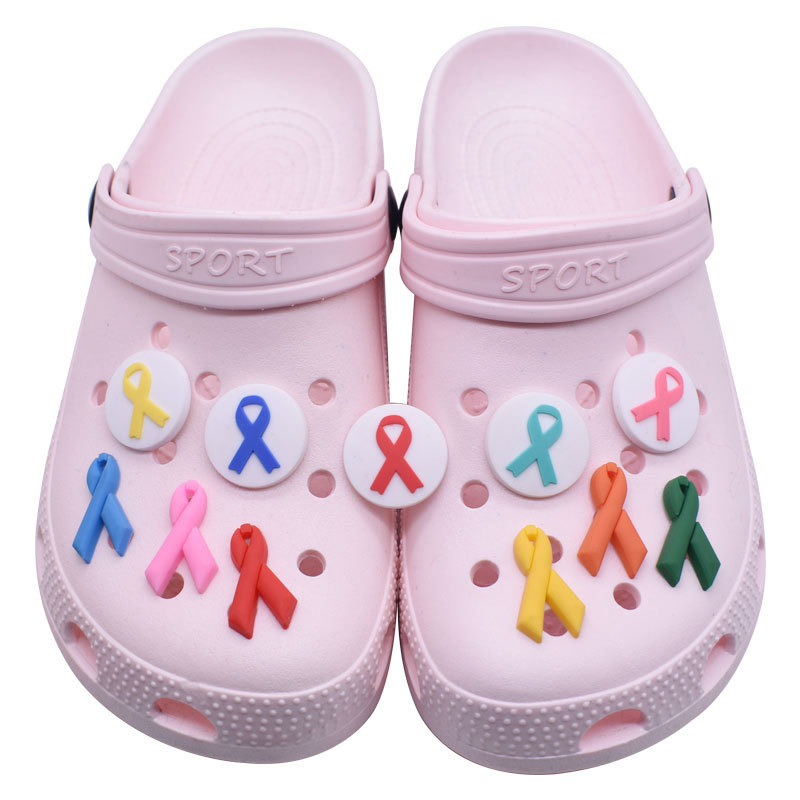 

Wholesale Pvc Colorful Ribbon Shoe Parts Accessories for Croc Charms Clog Pins Buttons Decoration Charm