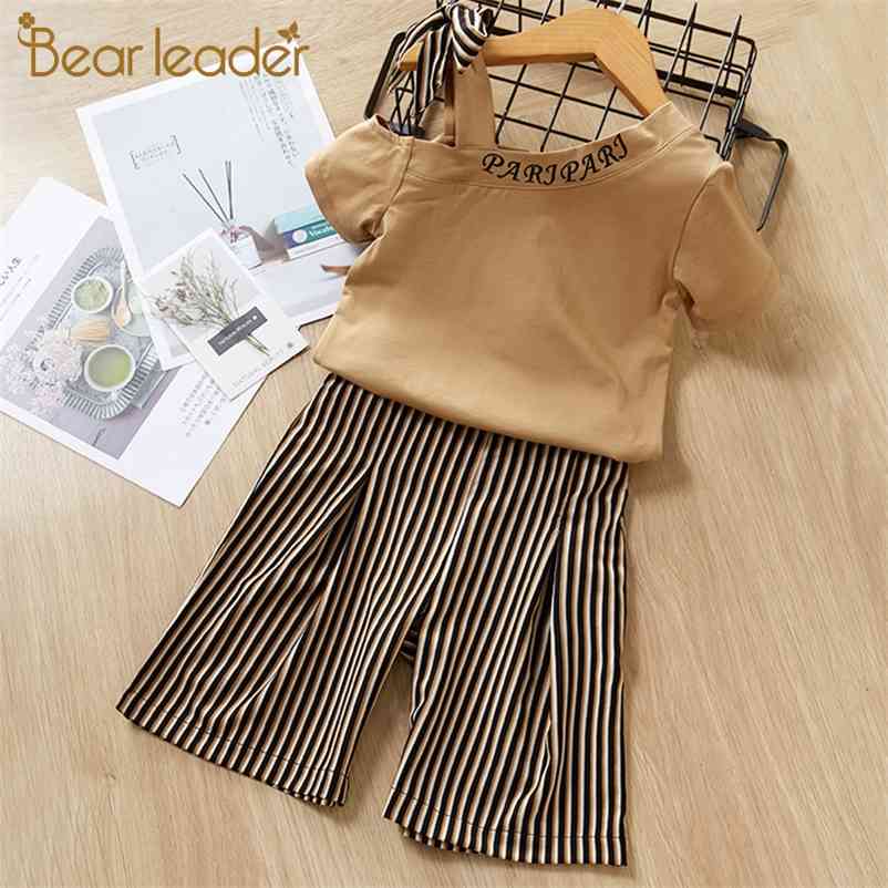 

Girls Clothing Set White Sling Top + Pink Wide Stripe Pants 2pcs Clothes Suit Kids clothes 210429, Az1657 yellow