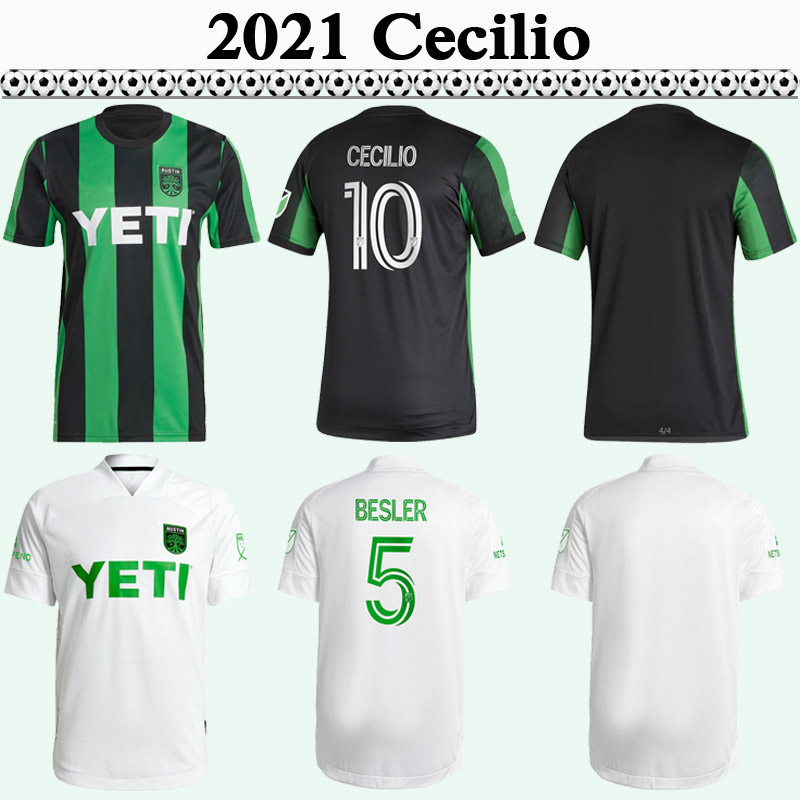 

2021 Austin Club POCHETTINO RING Mens Soccer Jerseys CECILIO BESLER Home Away Black Green White Football Shirts Adult clothes, Qm1684 2021 home ml patch
