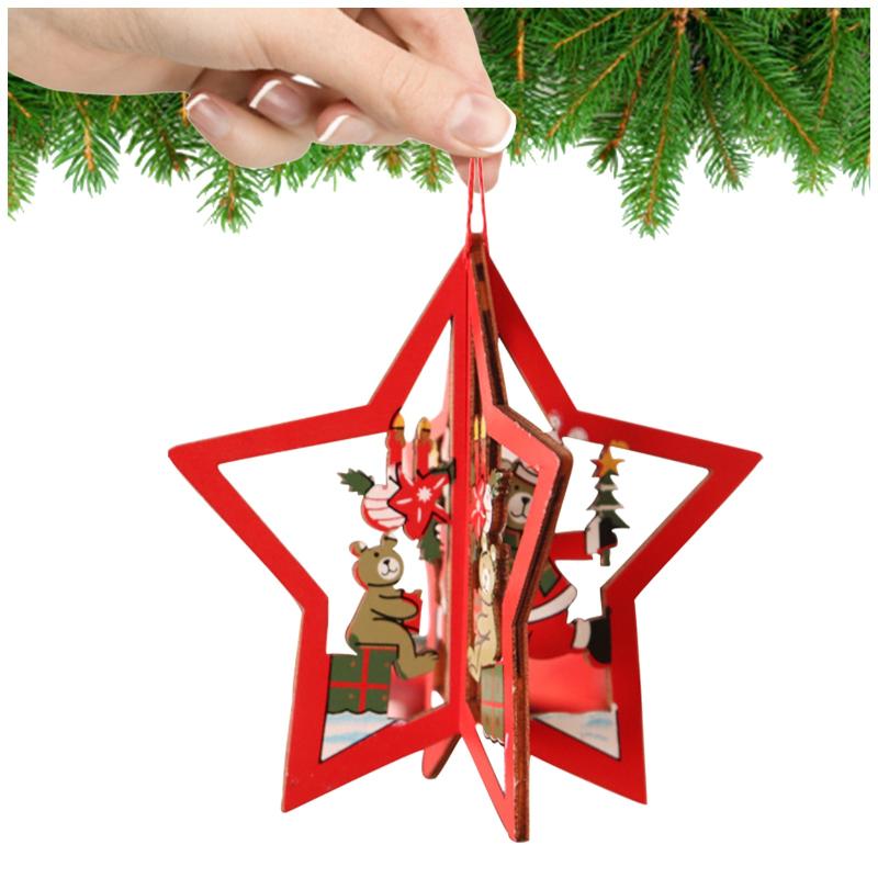

Christmas Decorations Tree Pendnat Decoration Wooden Creative Atmosphere Hanging Ornaments 2022 Year Gift Home Decor