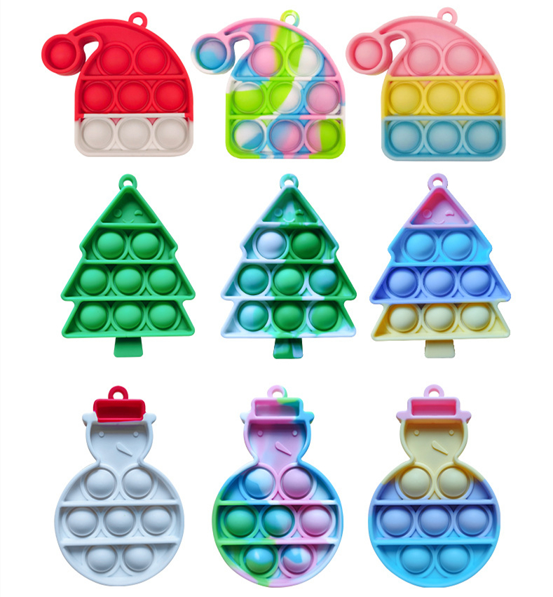 

2022 New Shape Gift Fidget Toys key chain Push Bubble Rainbow Children kid and Adults Decompression Toy