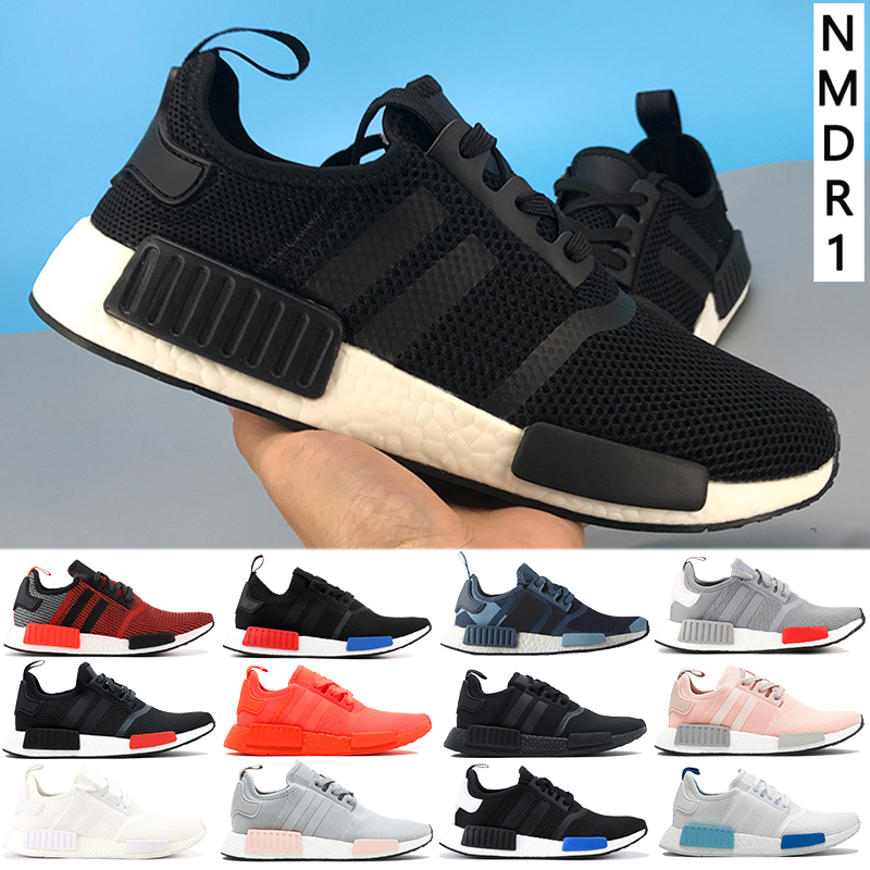 

With Box NMD R1 running shoes lush red Europe Exclusive blanch blue black monochrome Tactile Green triple white men women sneakers, Bubble wrap packaging