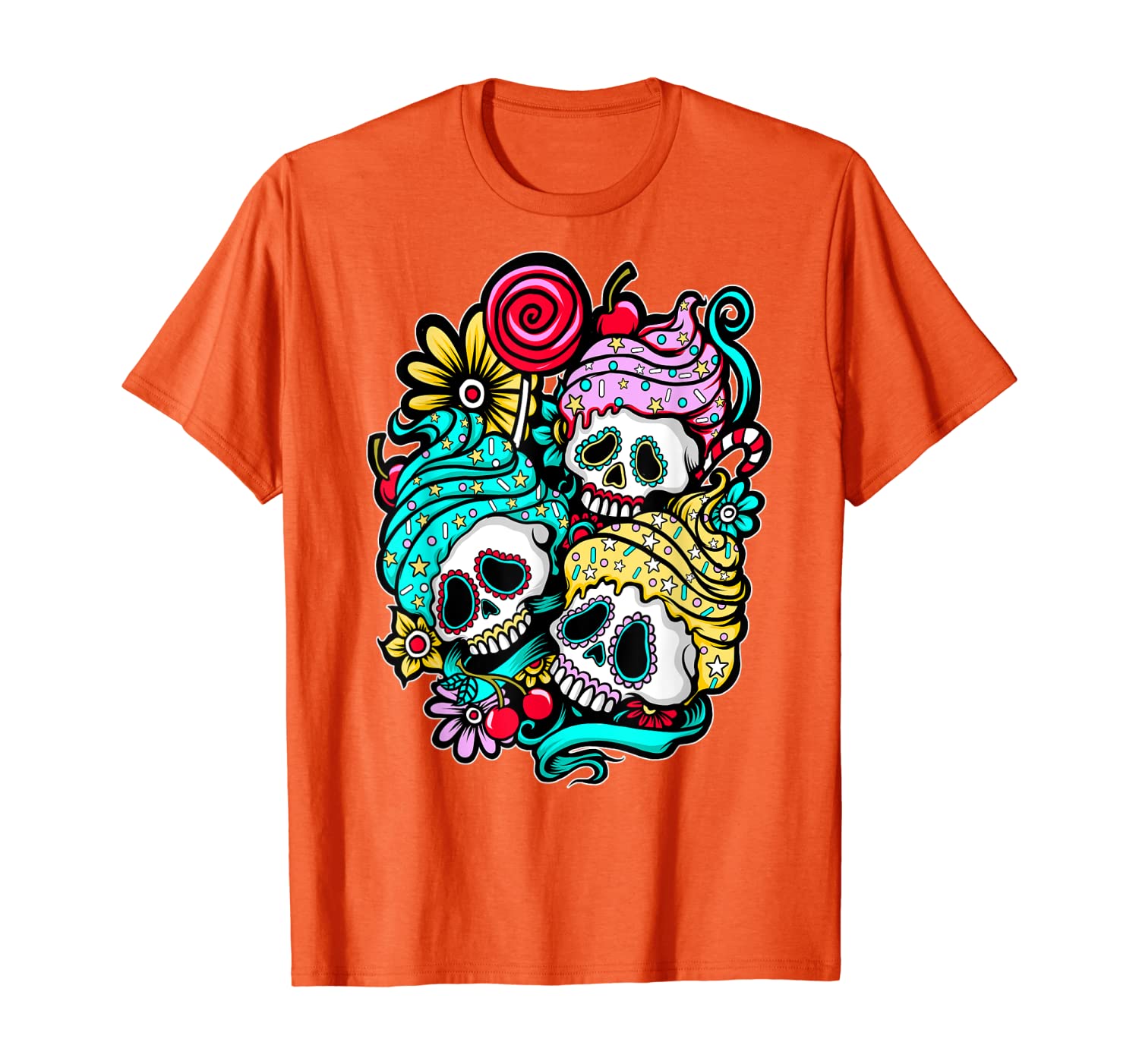 

cute sugar skull cupcakes, fun cinco de mayo fiesta baker t-shirt, White;black