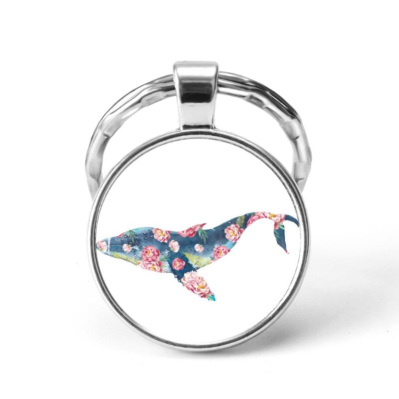 

Keychains Sea Animal Keychain Dolphin Shellfish Fish Cabochon Glass Jewelry Pendant Keyring Key Holder Birthday Gift