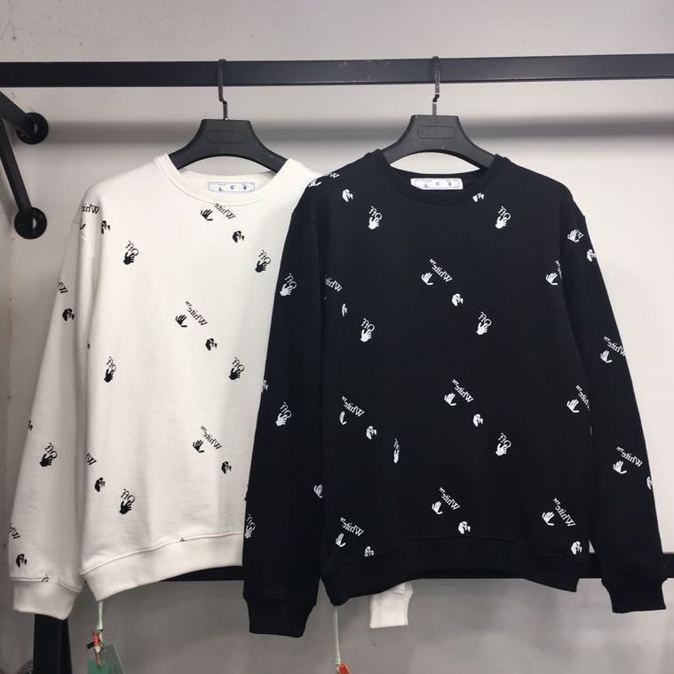 

Fashion Brand Ow New 2021 Men's Women's Same Black and White Round Neck