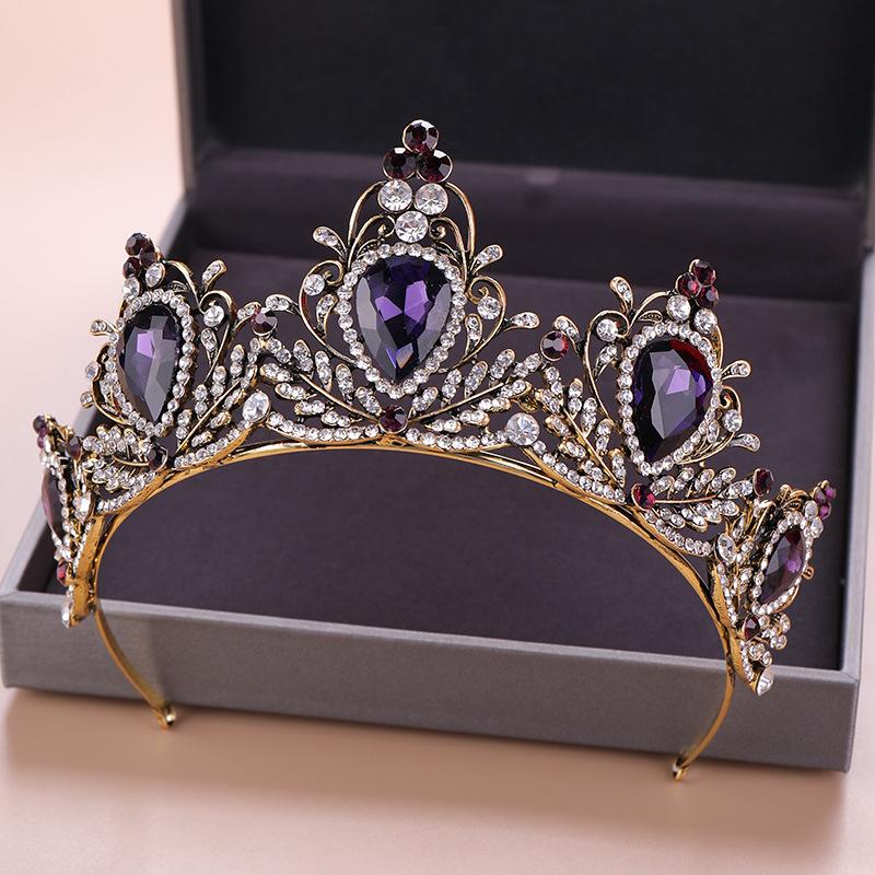 

Hair Clips & Barrettes Fashion Purple Crystal Headband Tiaras Crowns Queen Princess Diadem Bridal Jewelry Wedding Women Accessories, Golden;silver