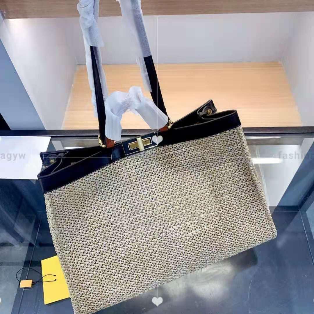 

Fashion ladies leather material Beach Bags women luxury designers hand woven straw high capacity summer single shoulder bag leisure held tote handbag, 888888888