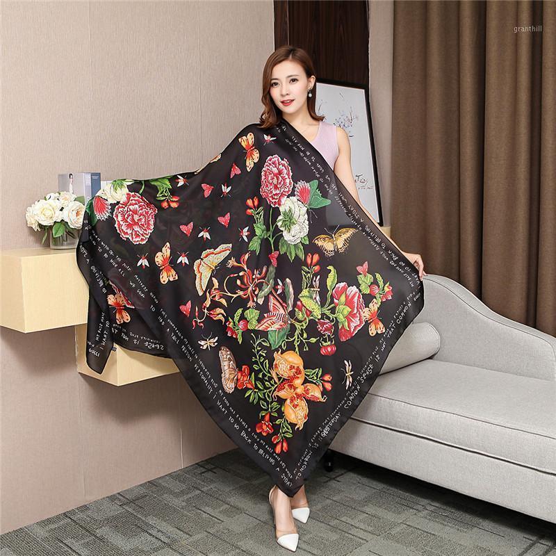 

Scarves 2021 Women Scarf Autumn Silk Shawls Lady Wraps Soft Pashimina Foulard Female Echarpe Designer Stole Bandana, Blue;gray