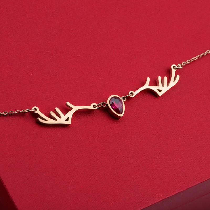

Pendant Necklaces Stainless Steel Antlers Christmas Ornament Titanium Women's Necklace, Silver