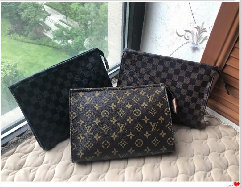 

leather LV LOUIS bag VITTON Protection Makeup Zopper Bags Clutch Women Leather Waterproof Cosmetic Bages 47542 Dust bag box, Red;black
