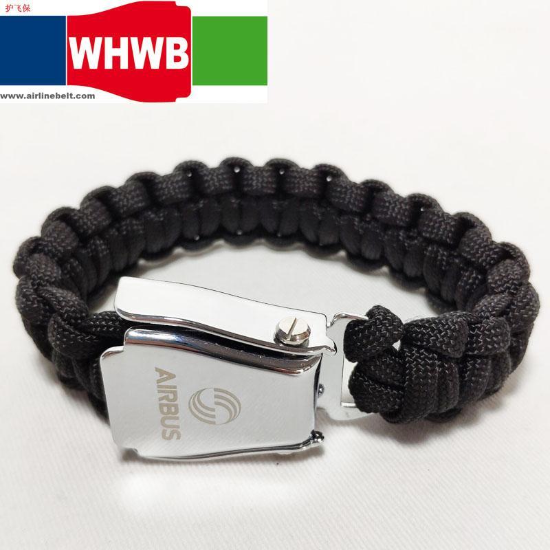 

BEOING Fashion Bracelets Men Black Rope Braided Stainless Steel Airplane Seat Belt Buckle Handmade Male Wrist Band Gifts