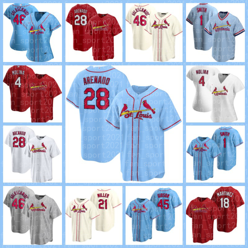 

2021 Custom St. Louis Cardinals 28 Nolan Arenado Jerseys Paul Goldschmidt Yadier Molina Ozzie Smith Matt Carpenter Baseball Jack Flahert, Blue;black