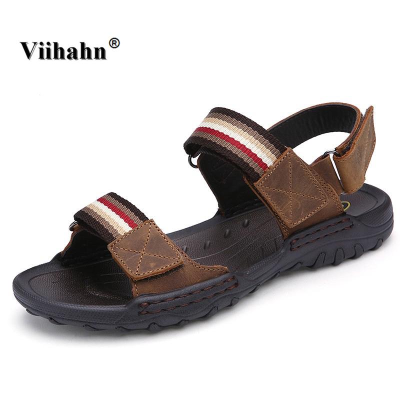 

Sandals Viihahn Men Shoes Summer 2021 Men's Leisure Open-toed Anti-skid Genuine Leather Outdoor Beach Casual, Black