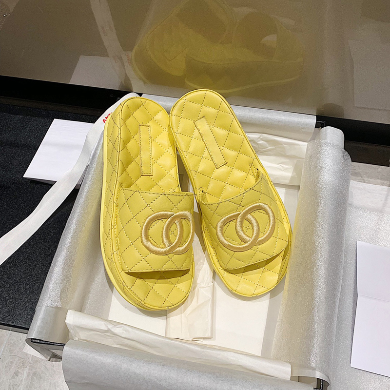 

women slippers Flat bottom sandals slides summer slipper outdoors genuine leather Non skid rubber sole sandal Soft skin womens Green yellow Sheepskin lining shoes, Extra cost for oem