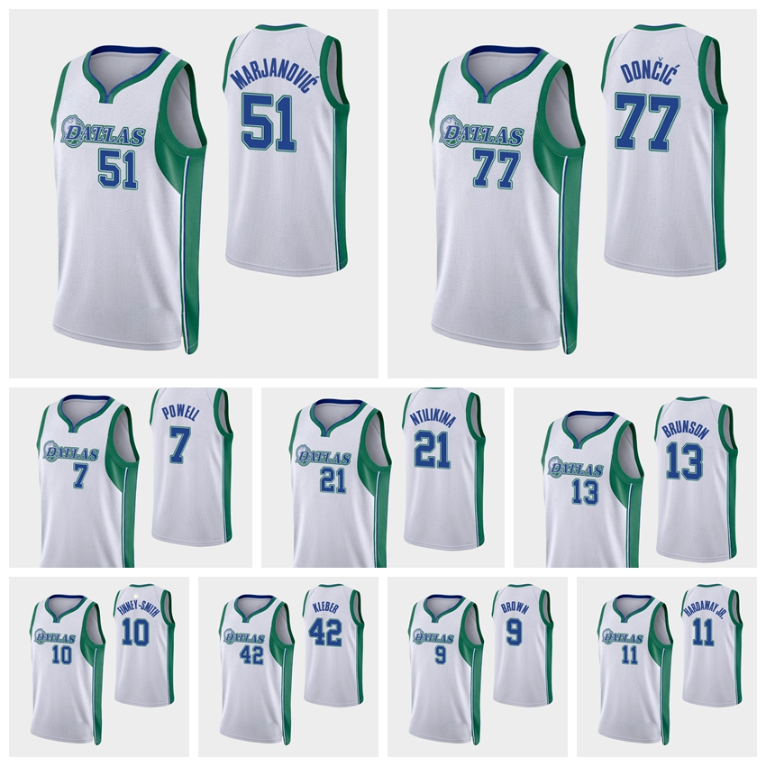 

Dallas's MEN Mavericks's 2021-22 Basketball Jalen Brunson Luka Tim Hardaway Jr. Maxi Kleber Moses Brown JaQuori McLaughlin Trey Burke 75th City White Jersey