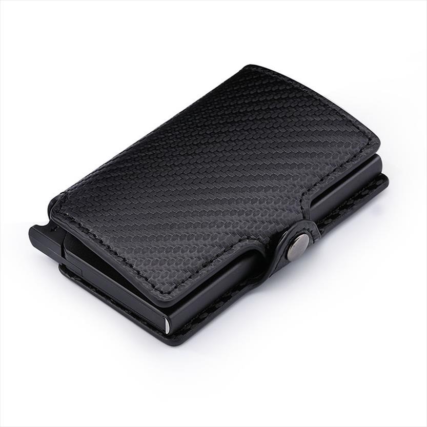

Carbon Fiber Mini Pop Up Rfid Wallet For Men Slim Leather Business Id Credit Card Pocket Holder, Color24