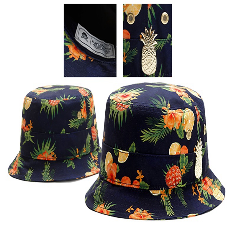

Newest arrival bucket hats Men's and Women's sport Cayler & Sons metal pineapple fishman cartoon summer style bob fishing caps, Blue;gray