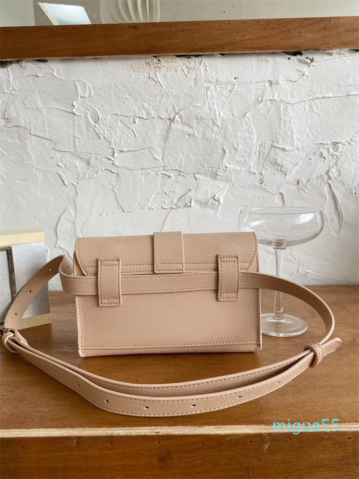 

Cowhide Chest Bag Aria Belt Leather Pocket Chest Bag, Apricot