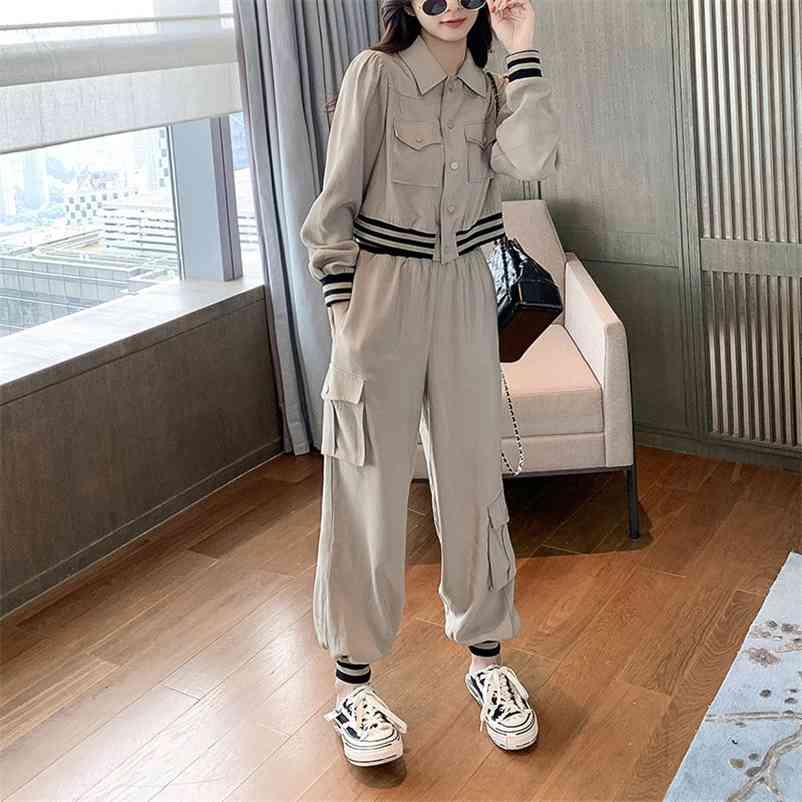 

Women Autumn Casual Two Pieces Vintage Office Lady Single Breasted Blazers &Pants Street Short Pants Suits 210517, 1-black suits
