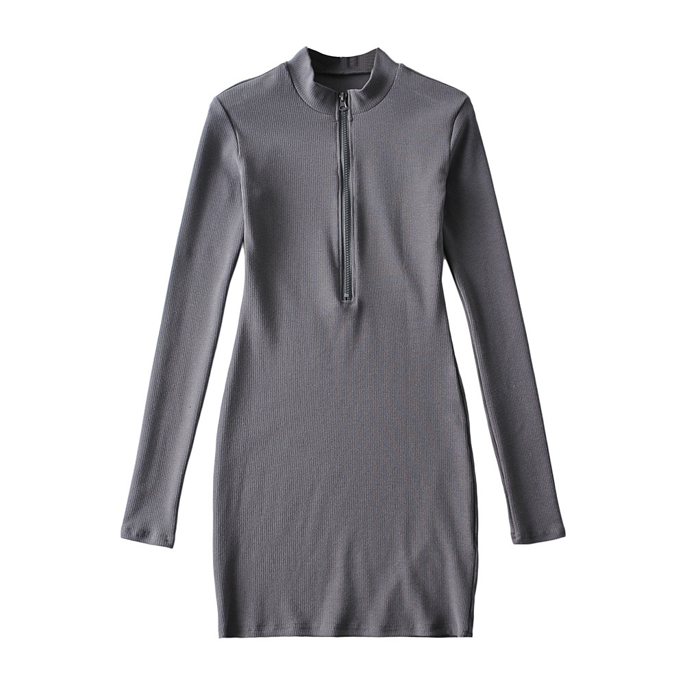 

Casual Dresses 2021 ly designed black wholesale price of long-sleeved cotton with zipper