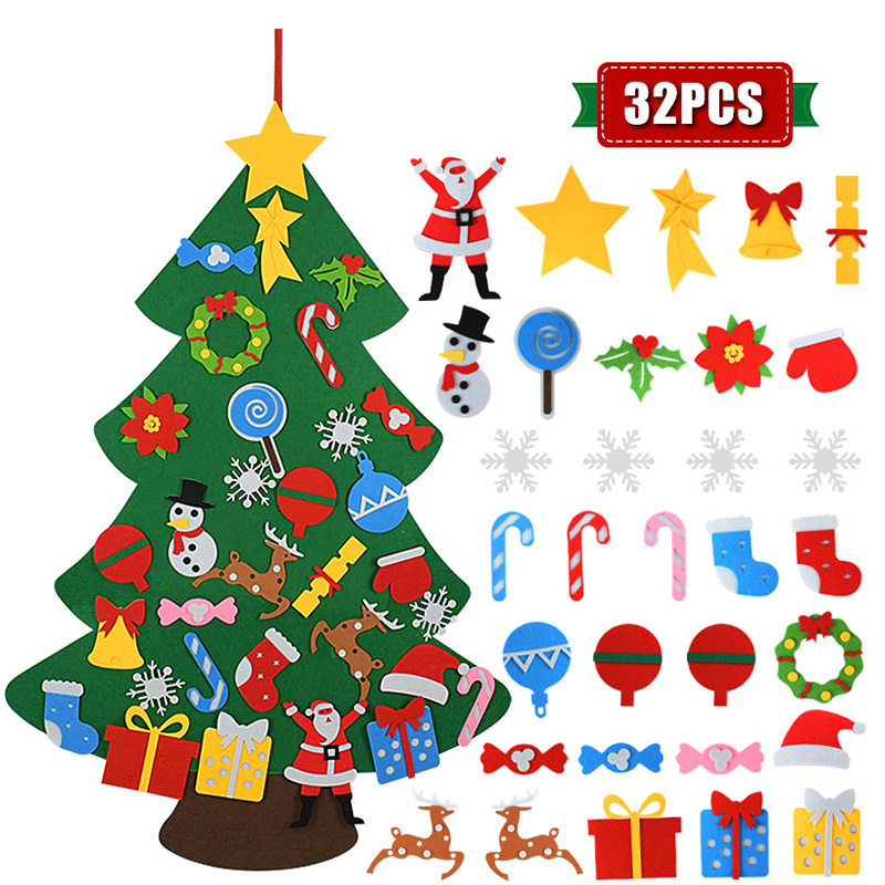 

DHL Fast Kids DIY Felt Christmas Tree Christmas Decoration for Home 2021 New Year Gifts Christmas Ornaments Santa Claus Xmas Tree