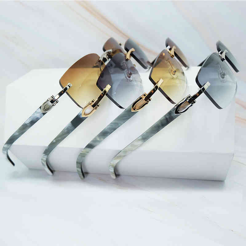 

Factory Direct Price Men Luxury buffalo sun glasses women buffs shades eyewear rimless square gafas de sol E3P4