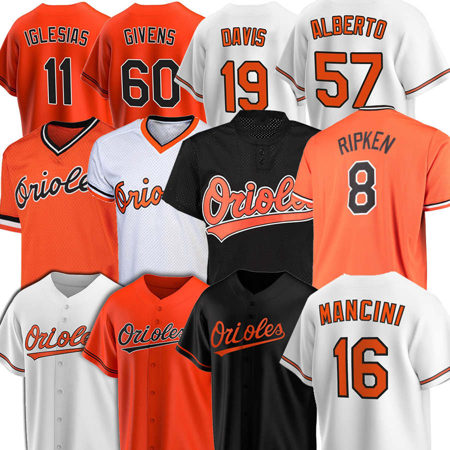 

8 Cal Ripken Baltimore Baseball Jerseys Orioles Men Trey Mancini Chris Davis MOUNTCASTLE Jim Palmer Givens Jersey, Men(jin ying)