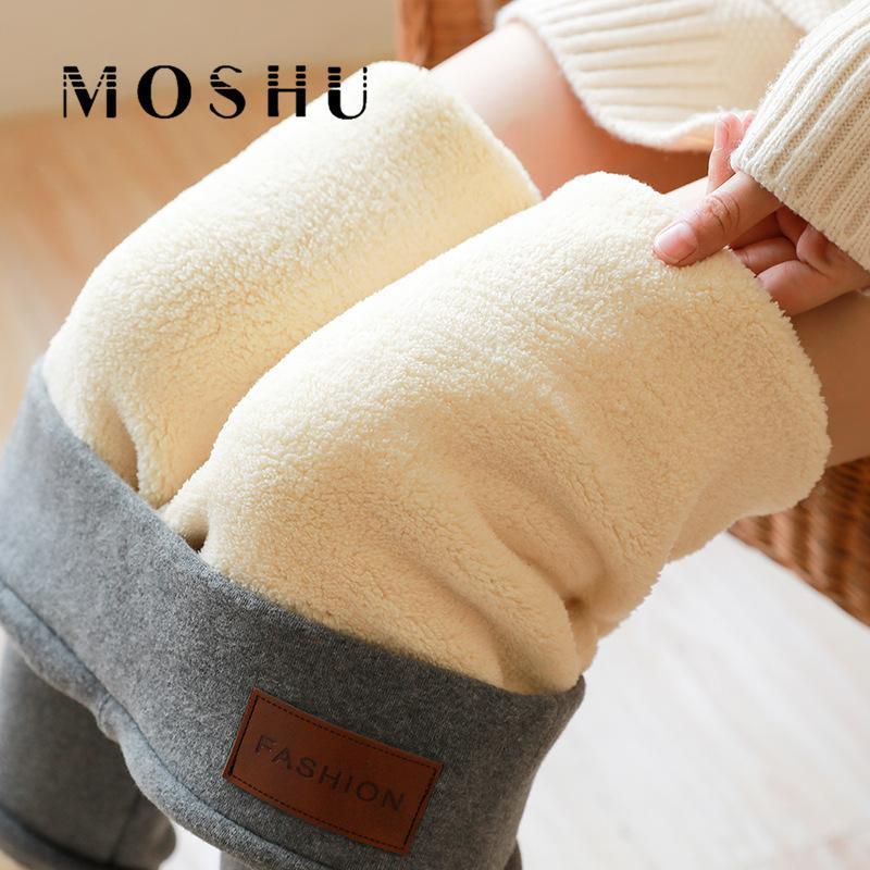 

Women's Pants & Capris Winter Cashmere Women Warm Elastic Slim High Waist Female Thick Lambskin Leggings Ladies Inner Fleece Skinny Trouser, Black;white