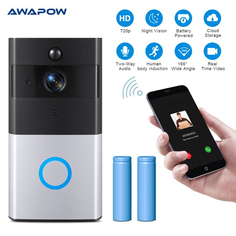 

Smart Video Doorbell WiFi Connection Waterproof 720P HD 166Â° Wide Angle IR Night Vision IP Camera Home Security System Doorbells