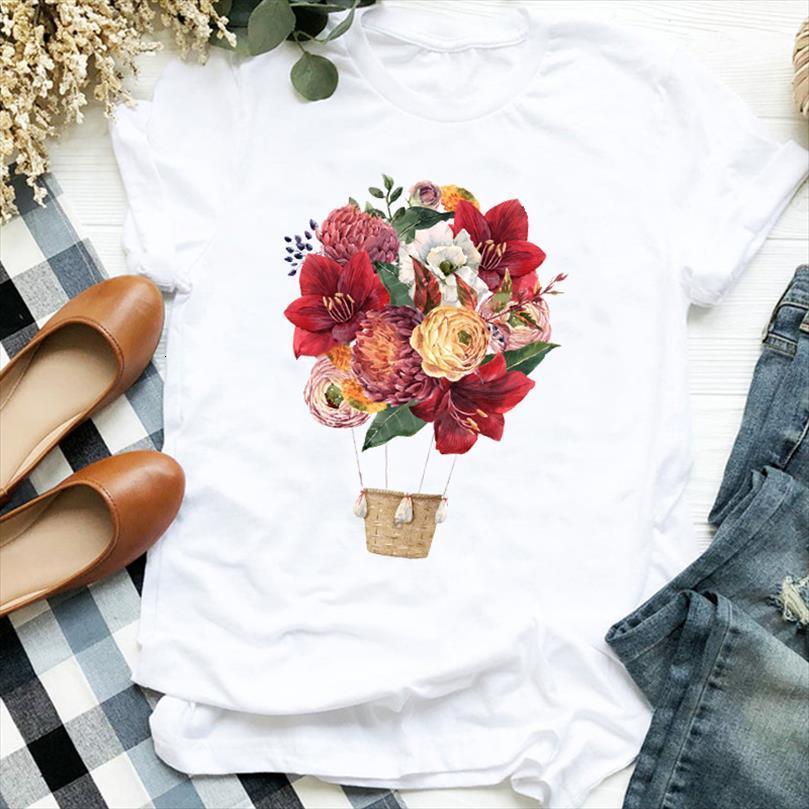 

men lady 90s floral t shirt balloon elegant ladies love print tee female clothes graphic, White;black