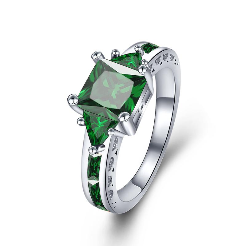 

Wedding Rings Fashion Jewelry Green Zircon Ladies Ring Accessories Gifts, Slivery;golden