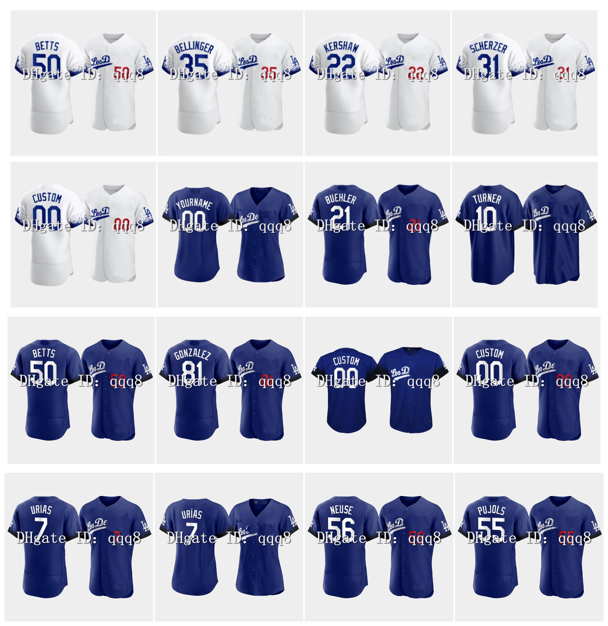 

2021 City Connect Mookie Betts Baseball Jersey Julio Urias Walker Buehler Albert Pujols Cody Bellinger Clayton Kershaw Corey Seager Justin Turner Scherzer, Men