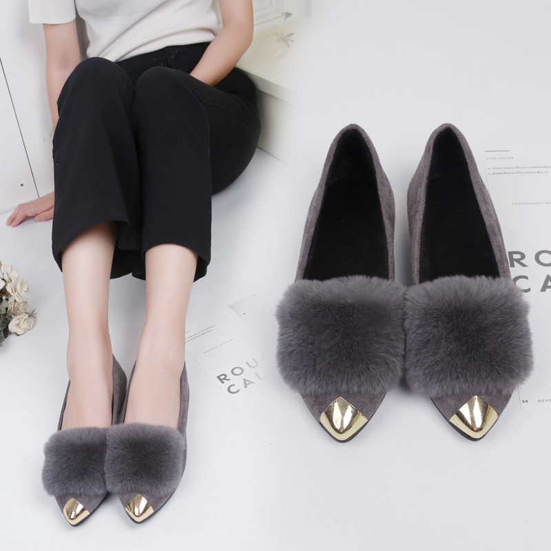 

Slippers Female way to wear pointy flat-soled shoes with velvet, versatile, simple, sexy and comfortable single J84L, 1# shoe box