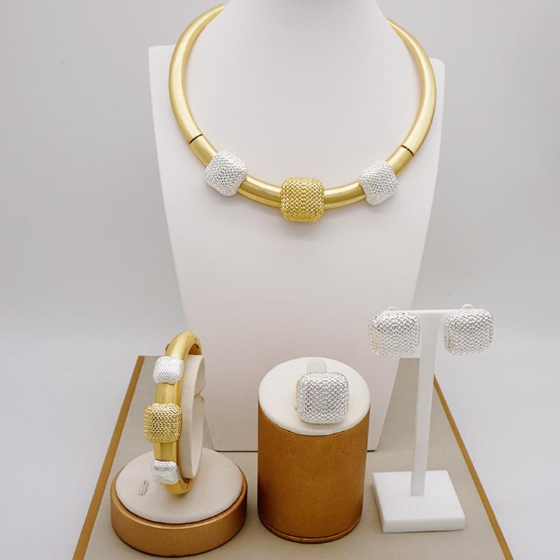 

Earrings & Necklace Goldplated Jewelry Dubai African Costume For Women Wedding Party Bridal Jewellery, As pic