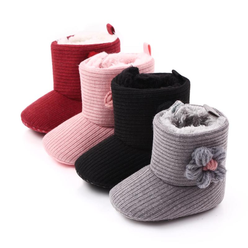

Boots TongYouYuan Winter With Fur Little Flower Snow Baby Knitting Crib Boys Girls Super Keep Warm Infant Toddler, Black;grey