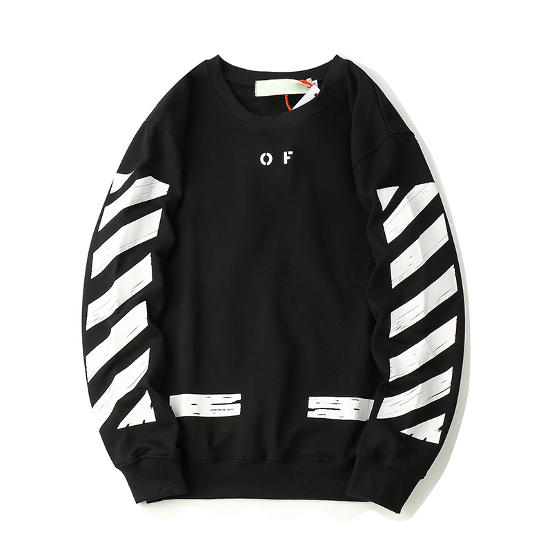 

SS New style OF street Designer Men Women Fashion letter Hoodie Sweatshirt printing loose bottoming shirt round neck sweater Warm tracksuit, Black