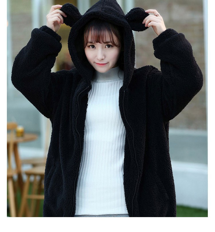 

Women's Hoodies & Sweatshirts Women Girl Winter Loose ffy Bear Ear Cute sweet Hoodie Hooded Jacket Warm Outerwear Coat UDCJ, Khaki