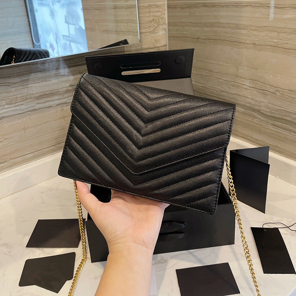 

fashion black shoulder bag for women golden chain summer oneshoulder crossbady messenger bag for women luxury designer, Package