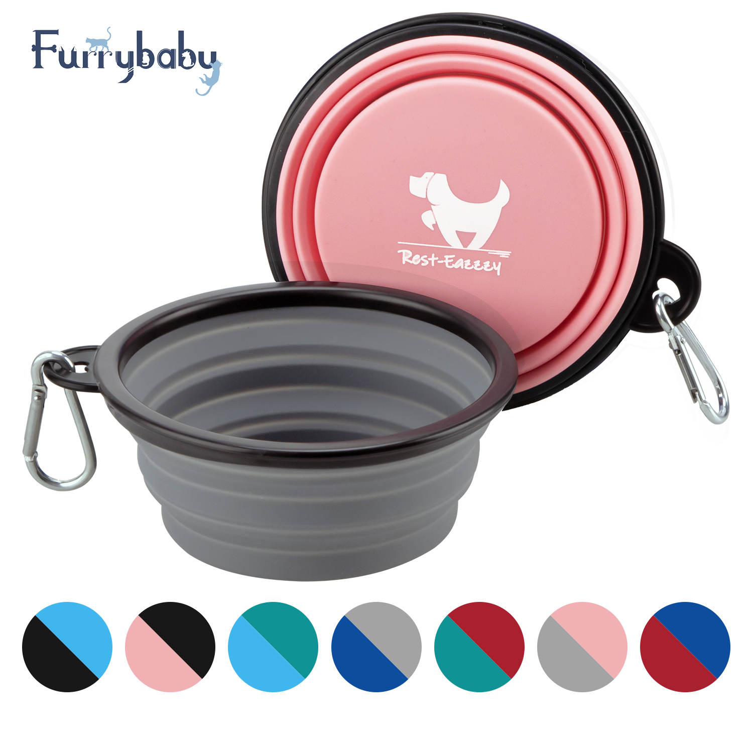 

Dog Grooming Supplies Furrybaby 1PC Collapsible Dogs Bowls Travel Portable Water Bowl for Pet Dish Traveling Camping Walking, Blue